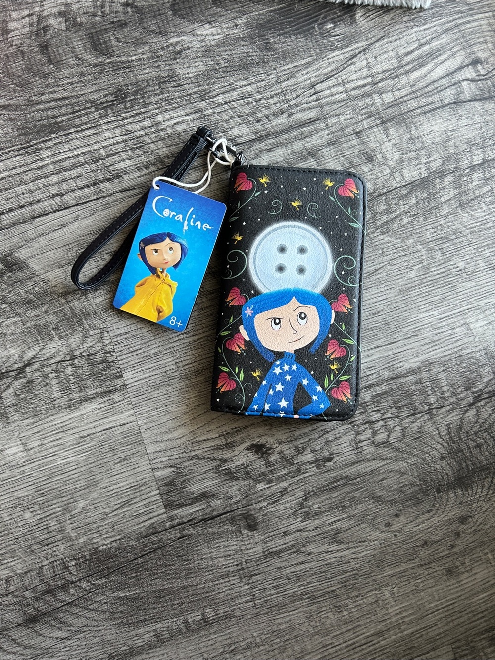 Coraline Wristlet Wallet - Black with Blue